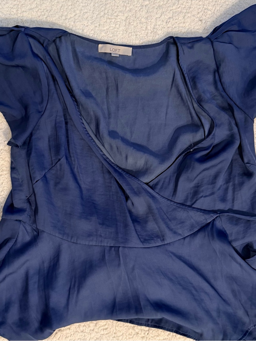LOFT Deep Navy Blue Wrap-Front Blouse